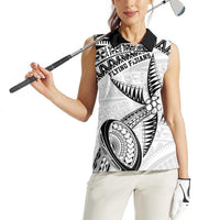 Custom Fiji Rugby Pacific Women Sleeveless Polo Shirt Polynesian Palm Tattoo