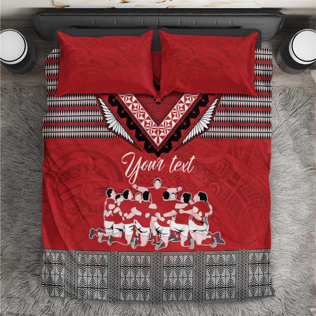 Personalised Tonga Rugby Pacific Bedding Set Ikale Tahi Sipi Tau LT9 Red - Polynesian Pride