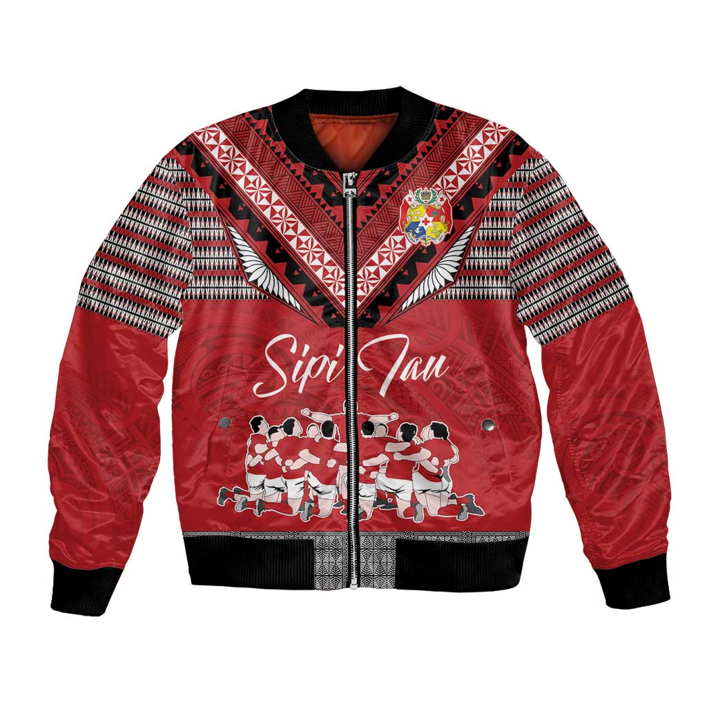 Personalised Tonga Rugby Pacific Bomber Jacket Ikale Tahi Sipi Tau LT9 Unisex Red - Polynesian Pride