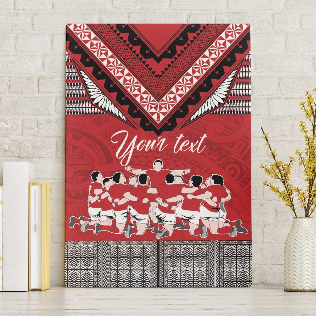 Personalised Tonga Rugby Pacific Canvas Wall Art Ikale Tahi Sipi Tau LT9 Without Frame Red - Polynesian Pride
