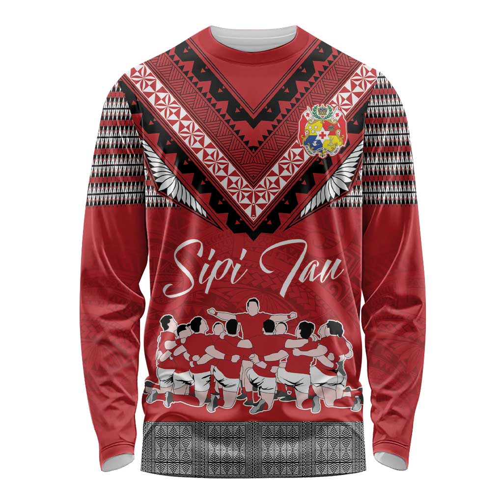 Personalised Tonga Rugby Pacific Long Sleeve Shirt Ikale Tahi Sipi Tau LT9 Unisex Red - Polynesian Pride