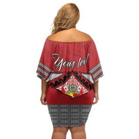 Personalised Tonga Rugby Pacific Off Shoulder Short Dress Ikale Tahi Sipi Tau