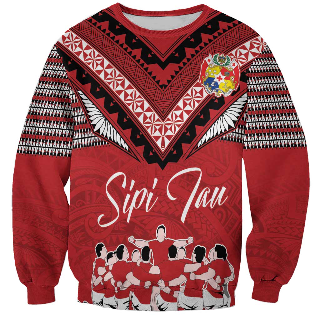 Personalised Tonga Rugby Pacific Sweatshirt Ikale Tahi Sipi Tau LT9 Unisex Red - Polynesian Pride
