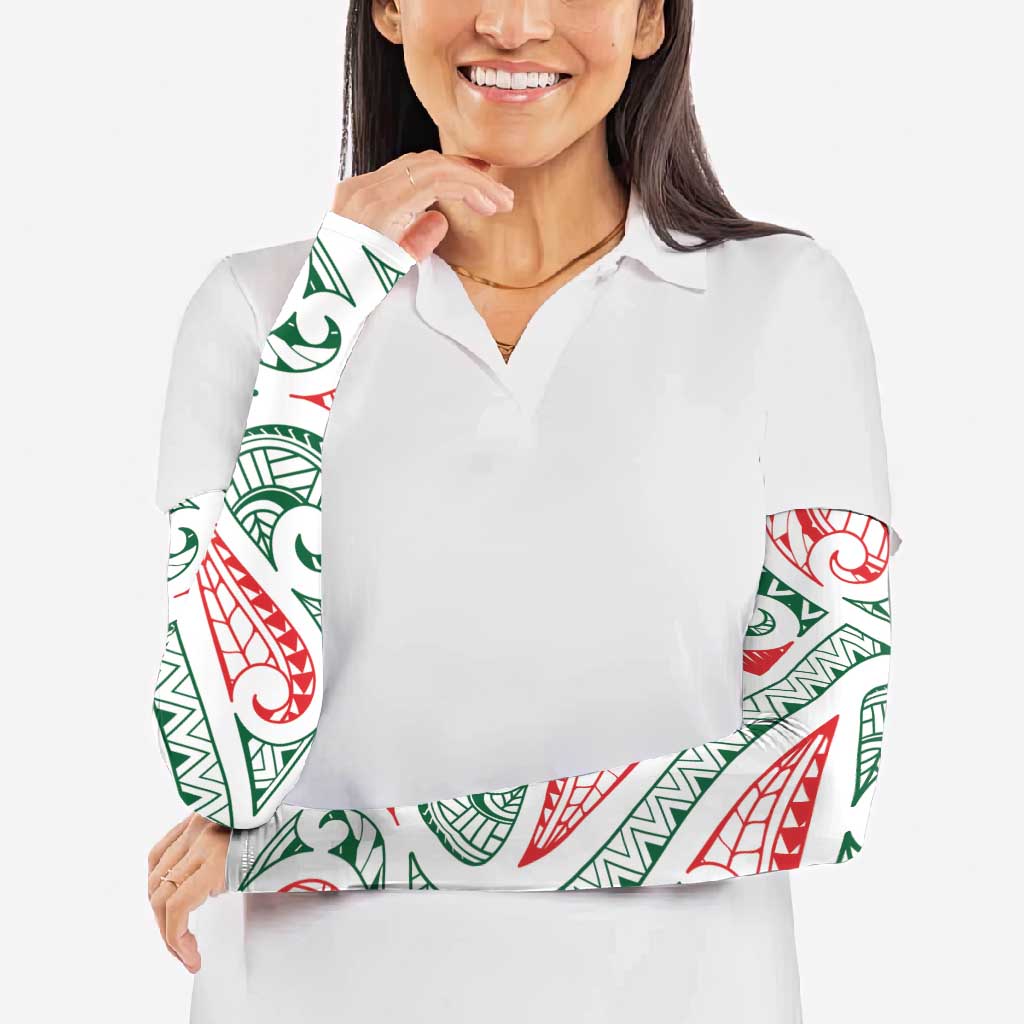 New Zealand Kowhaiwhai Christmas Arm Sleeves Traditional Maori Koru Pattern - Polynesian Pride