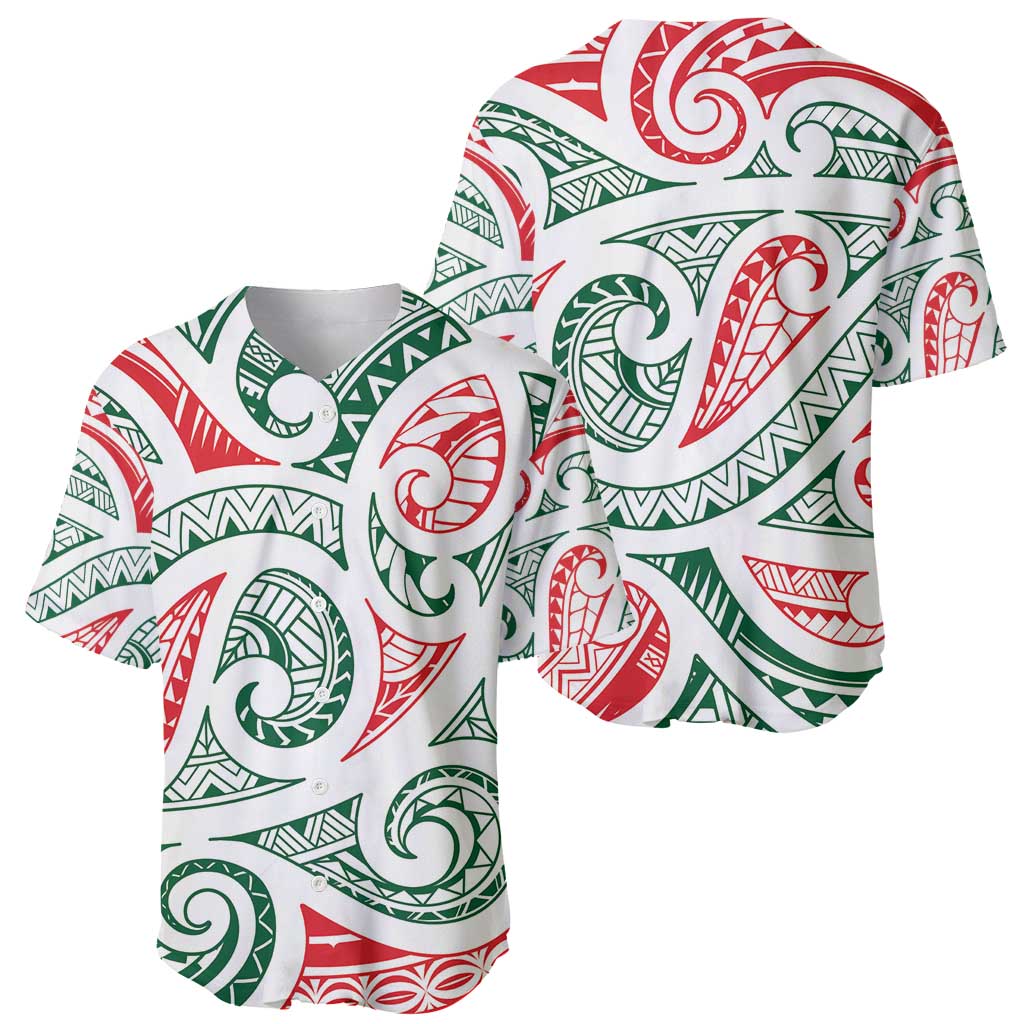 New Zealand Kowhaiwhai Christmas Baseball Jersey Traditional Maori Koru Pattern - Polynesian Pride