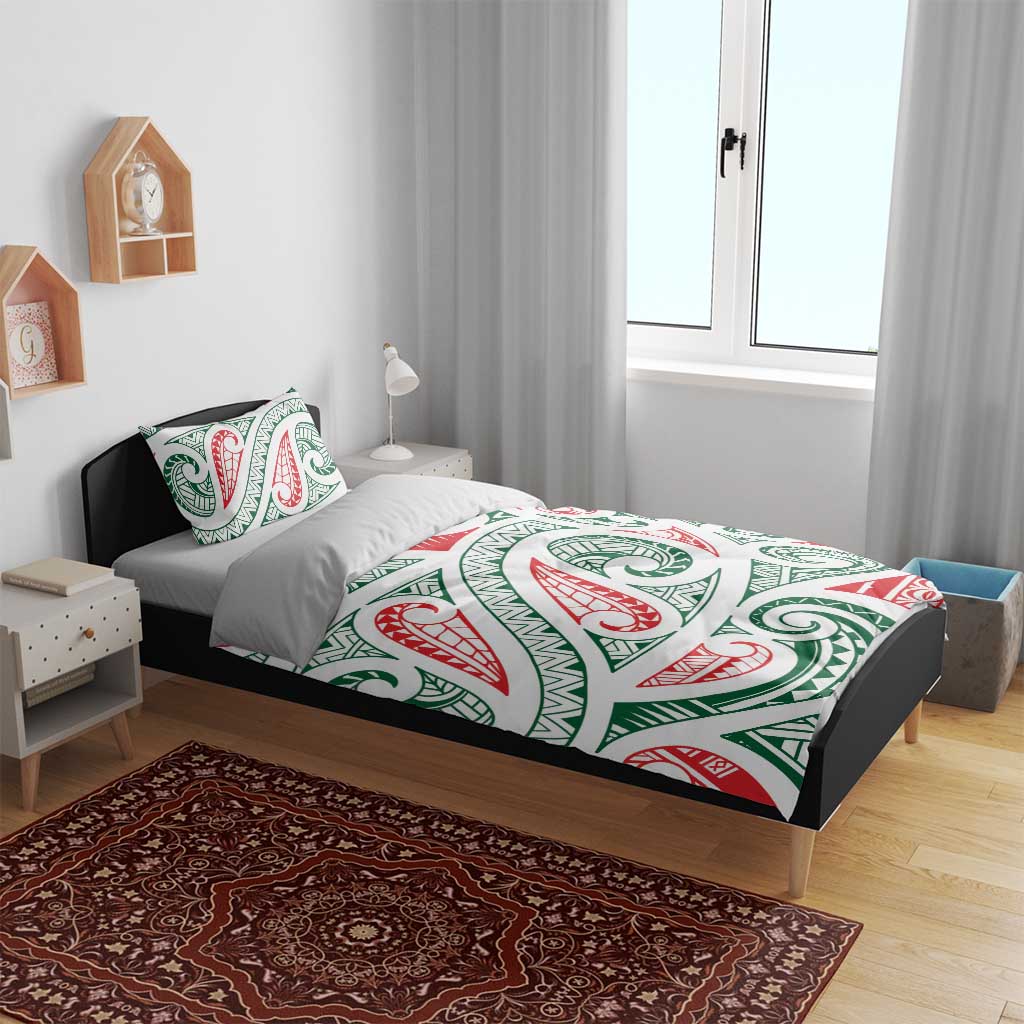 New Zealand Kowhaiwhai Christmas Bedding Set Traditional Maori Koru Pattern - Polynesian Pride