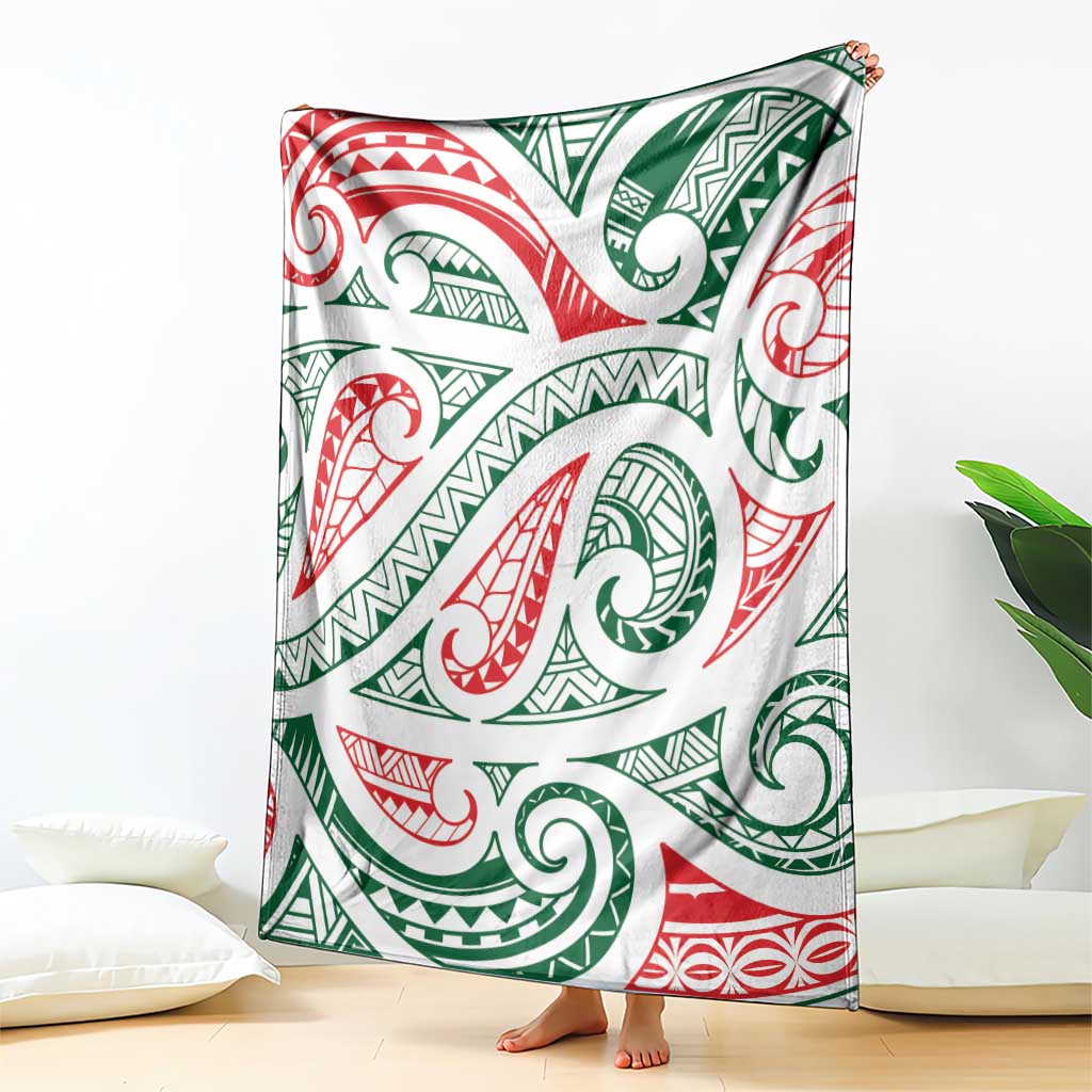 New Zealand Kowhaiwhai Christmas Blanket Traditional Maori Koru Pattern - Polynesian Pride