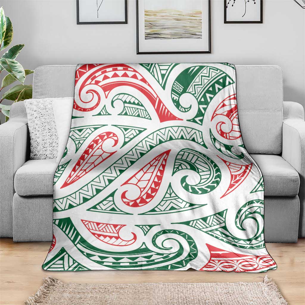 New Zealand Kowhaiwhai Christmas Blanket Traditional Maori Koru Pattern - Polynesian Pride