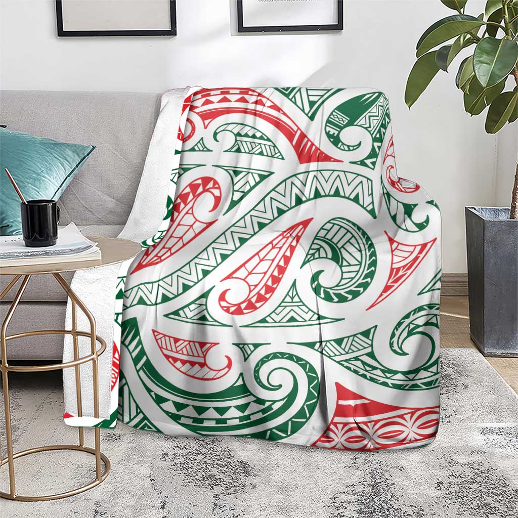 New Zealand Kowhaiwhai Christmas Blanket Traditional Maori Koru Pattern - Polynesian Pride