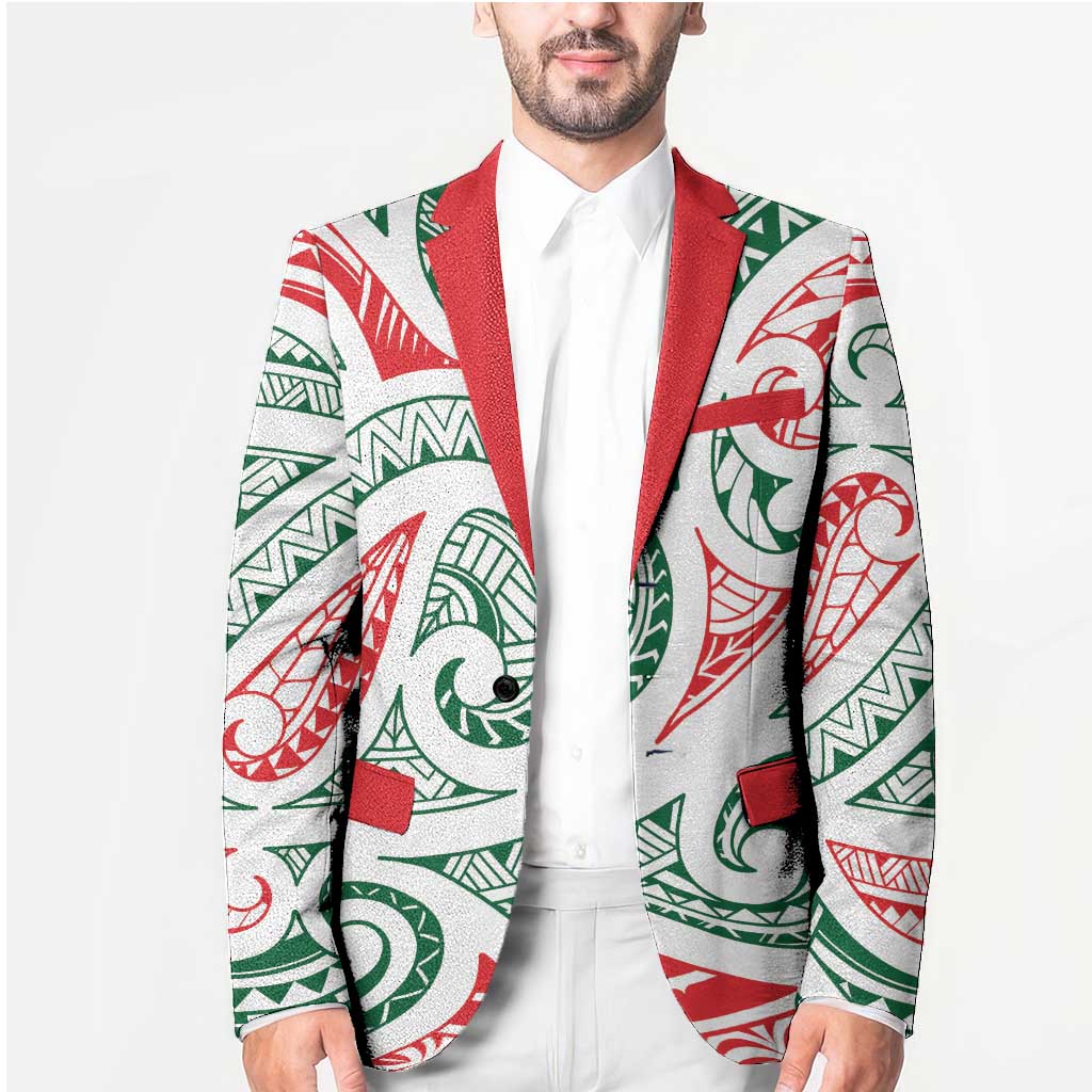 New Zealand Kowhaiwhai Christmas Blazer Traditional Maori Koru Pattern - Polynesian Pride