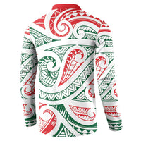 New Zealand Kowhaiwhai Christmas Button Sweatshirt Traditional Maori Koru Pattern - Polynesian Pride