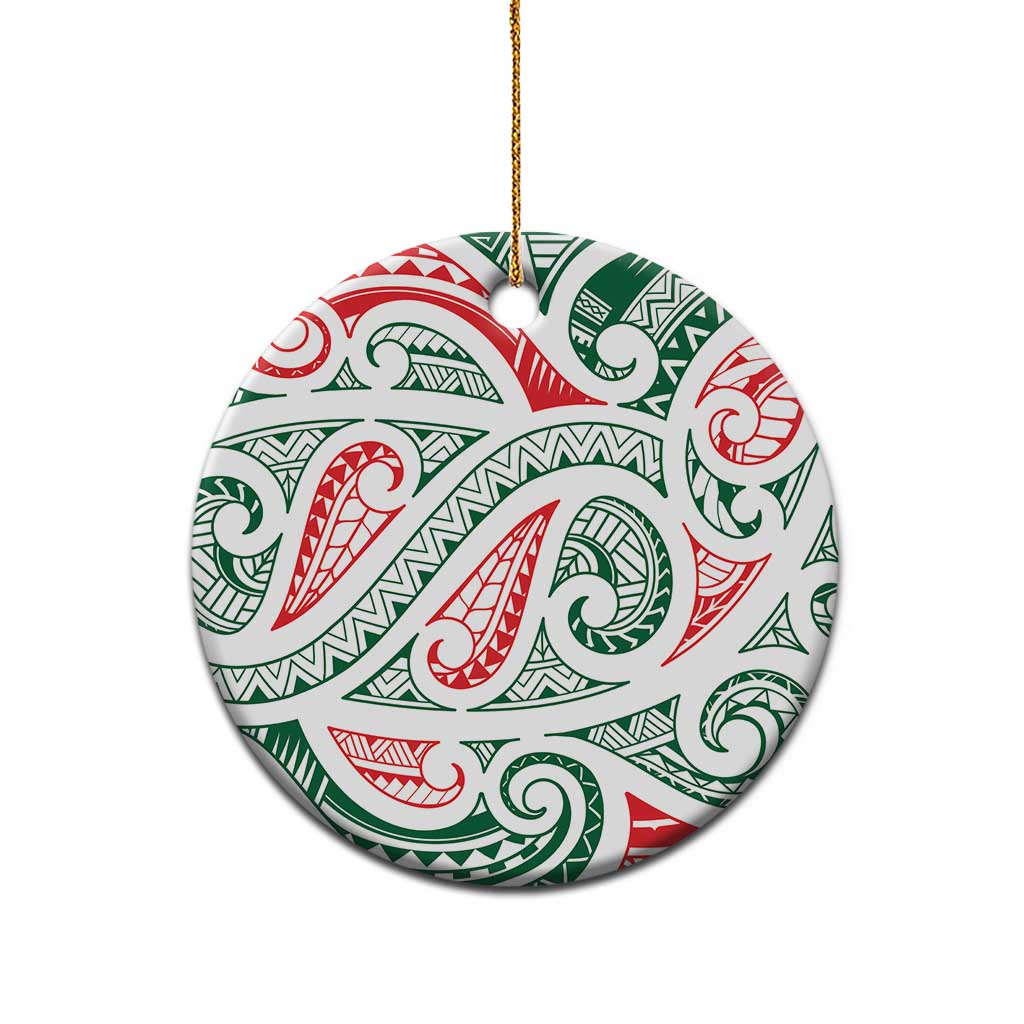 New Zealand Kowhaiwhai Christmas Ceramic Ornament Traditional Maori Koru Pattern - Polynesian Pride