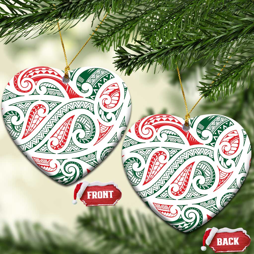 New Zealand Kowhaiwhai Christmas Ceramic Ornament Traditional Maori Koru Pattern - Polynesian Pride