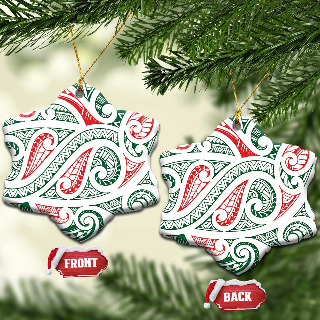 New Zealand Kowhaiwhai Christmas Ceramic Ornament Traditional Maori Koru Pattern - Polynesian Pride