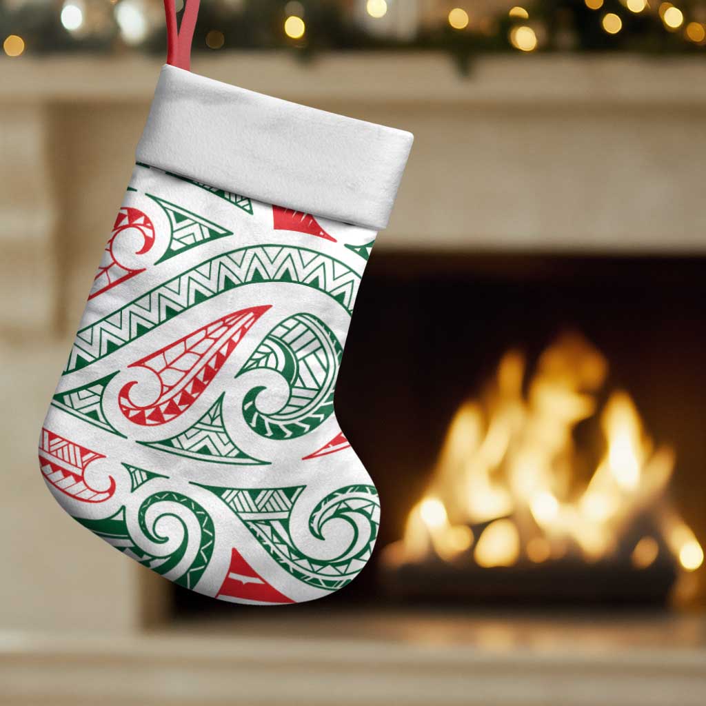 New Zealand Kowhaiwhai Christmas Stocking Traditional Maori Koru Pattern - Polynesian Pride