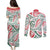 New Zealand Kowhaiwhai Christmas Couples Matching Puletasi and Long Sleeve Button Shirt Traditional Maori Koru Pattern - Polynesian Pride