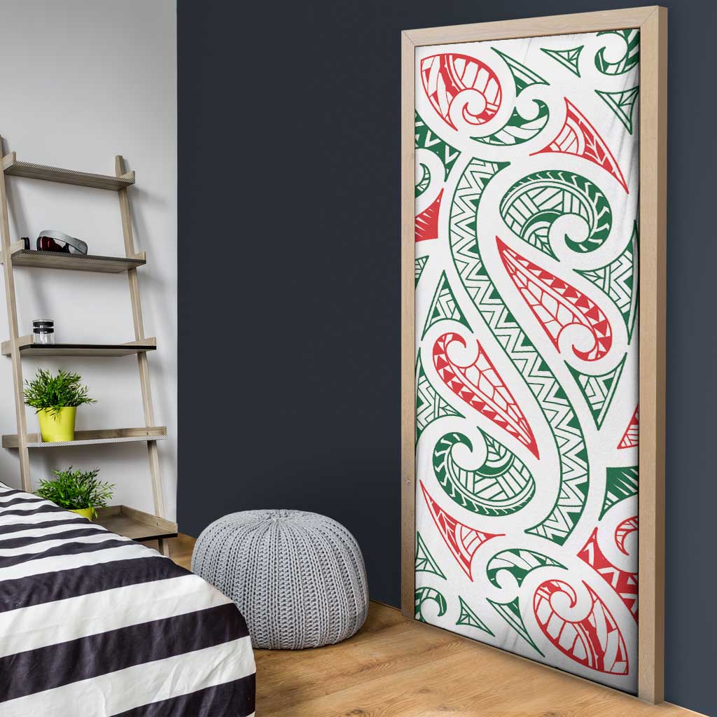 New Zealand Kowhaiwhai Christmas Door Cover Traditional Maori Koru Pattern - Polynesian Pride
