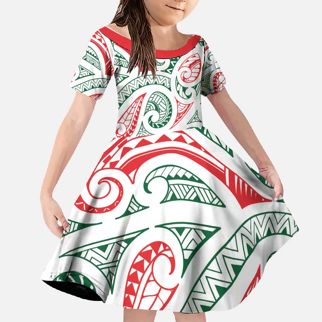 New Zealand Kowhaiwhai Christmas Family Matching Mermaid Dress and Hawaiian Shirt Traditional Maori Koru Pattern - Polynesian Pride