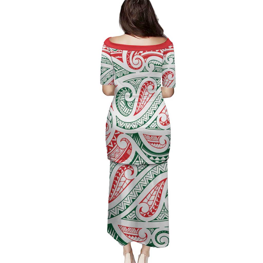 New Zealand Kowhaiwhai Christmas Family Matching Puletasi and Hawaiian Shirt Traditional Maori Koru Pattern - Polynesian Pride