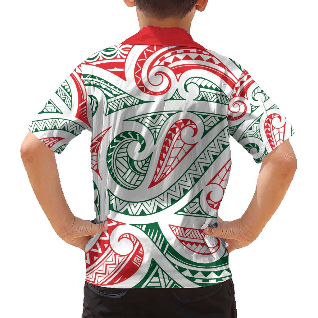 New Zealand Kowhaiwhai Christmas Family Matching Short Sleeve Bodycon Dress and Hawaiian Shirt Traditional Maori Koru Pattern - Polynesian Pride