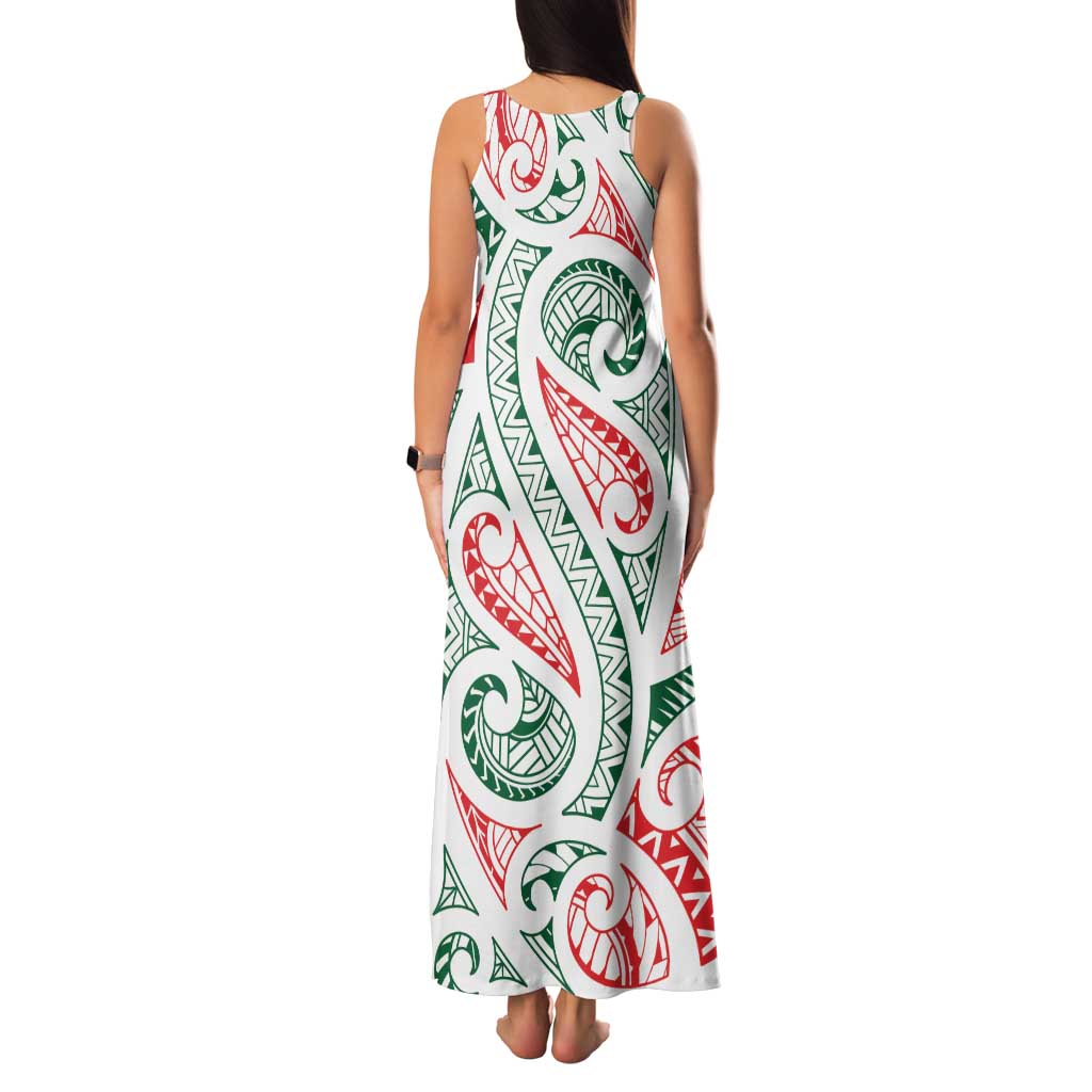 New Zealand Kowhaiwhai Christmas Family Matching Tank Maxi Dress and Hawaiian Shirt Traditional Maori Koru Pattern - Polynesian Pride