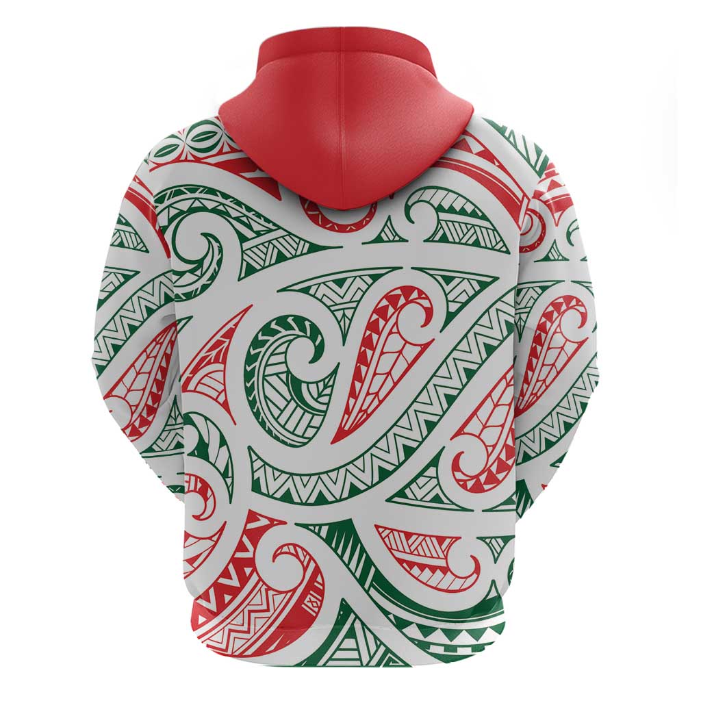 New Zealand Kowhaiwhai Christmas Hoodie Traditional Maori Koru Pattern - Polynesian Pride