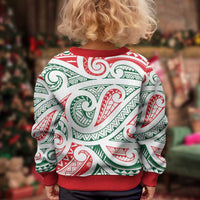 New Zealand Kowhaiwhai Christmas Kid Ugly Christmas Sweater Traditional Maori Koru Pattern - Polynesian Pride