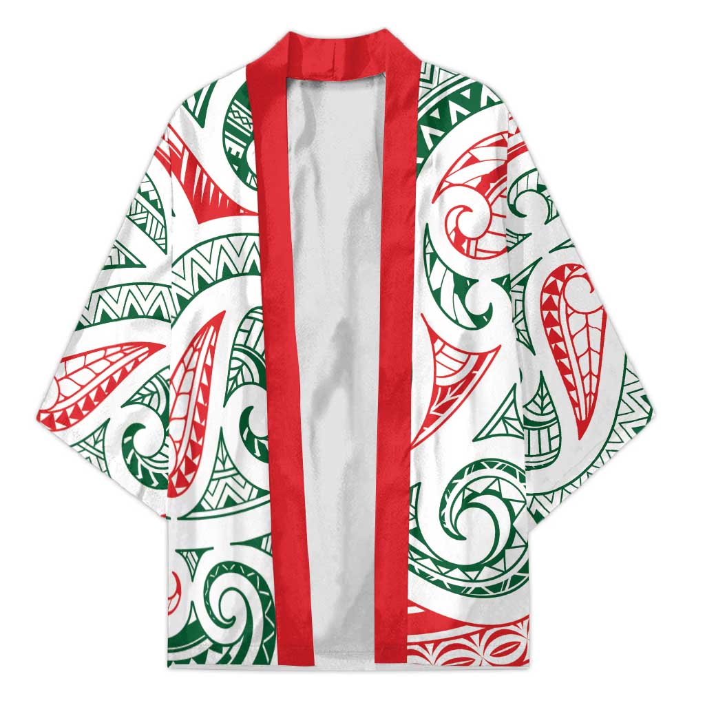 New Zealand Kowhaiwhai Christmas Kimono Traditional Maori Koru Pattern - Polynesian Pride