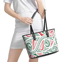 New Zealand Kowhaiwhai Christmas Leather Tote Bag Traditional Maori Koru Pattern - Polynesian Pride