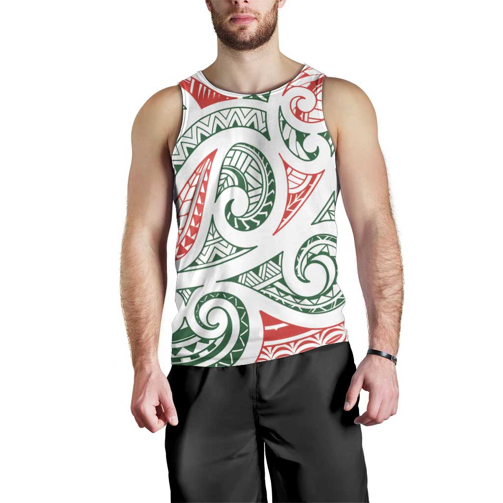 New Zealand Kowhaiwhai Christmas Men Tank Top Traditional Maori Koru Pattern - Polynesian Pride