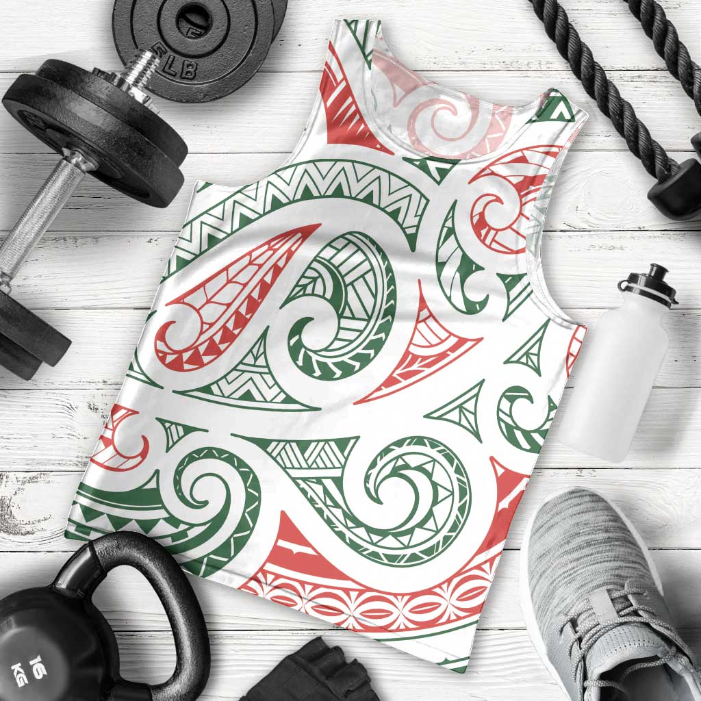 New Zealand Kowhaiwhai Christmas Men Tank Top Traditional Maori Koru Pattern - Polynesian Pride