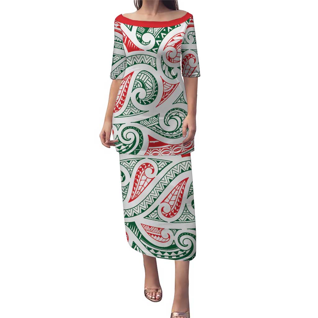 New Zealand Kowhaiwhai Christmas Puletasi Traditional Maori Koru Pattern - Polynesian Pride