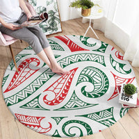 New Zealand Kowhaiwhai Christmas Round Carpet Traditional Maori Koru Pattern - Polynesian Pride