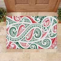 New Zealand Kowhaiwhai Christmas Rubber Doormat Traditional Maori Koru Pattern - Polynesian Pride