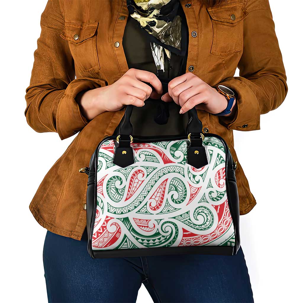 New Zealand Kowhaiwhai Christmas Shoulder Handbag Traditional Maori Koru Pattern - Polynesian Pride