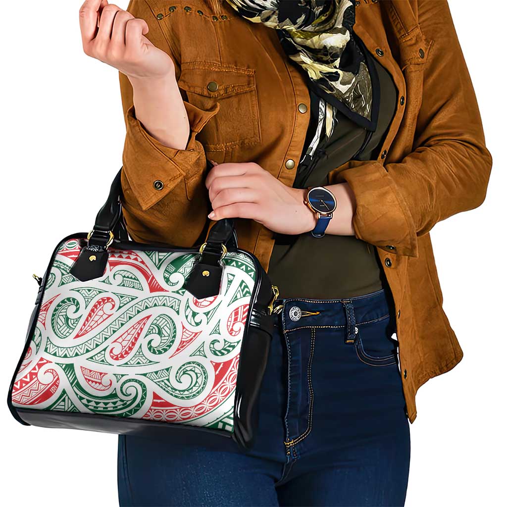 New Zealand Kowhaiwhai Christmas Shoulder Handbag Traditional Maori Koru Pattern - Polynesian Pride