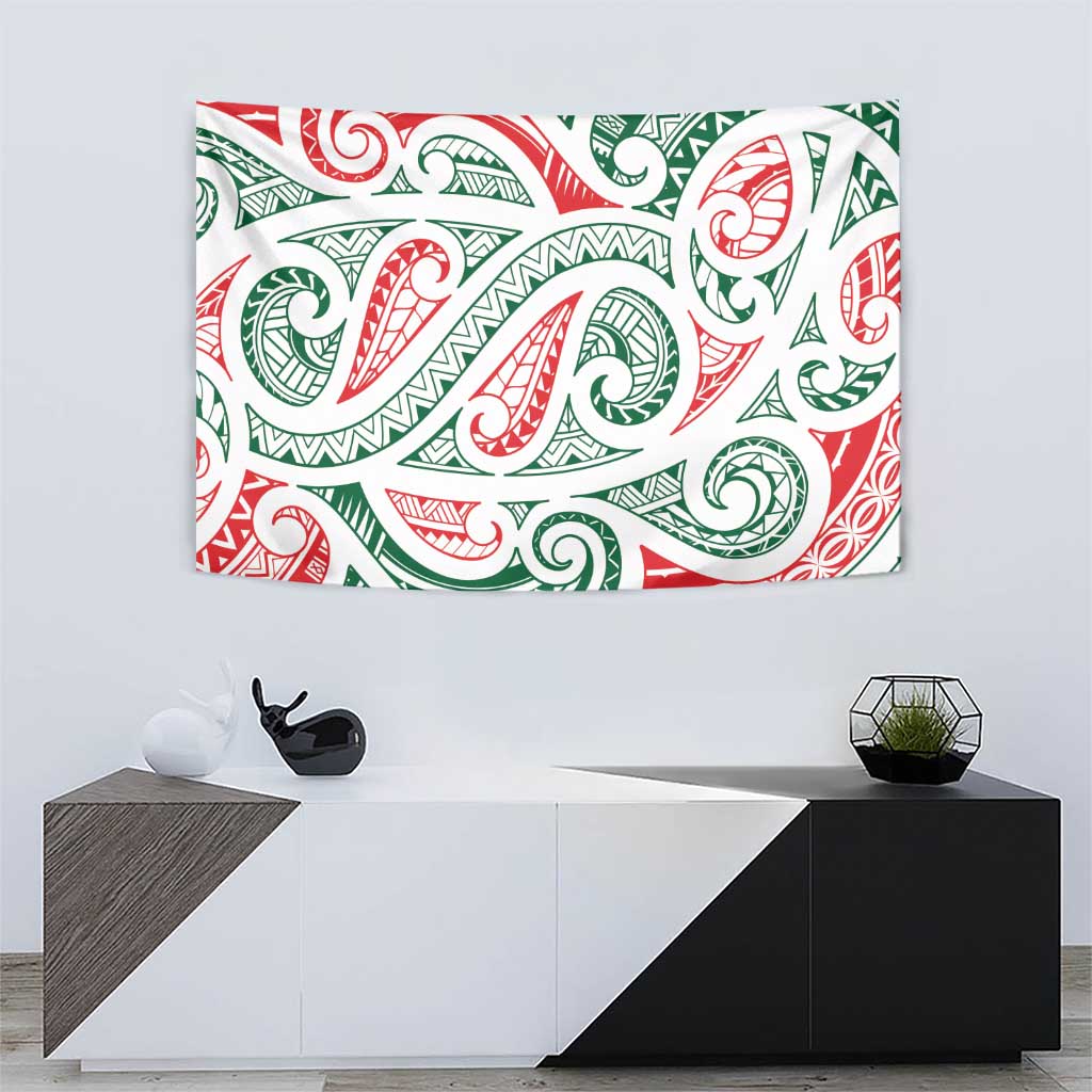 New Zealand Kowhaiwhai Christmas Tapestry Traditional Maori Koru Pattern - Polynesian Pride