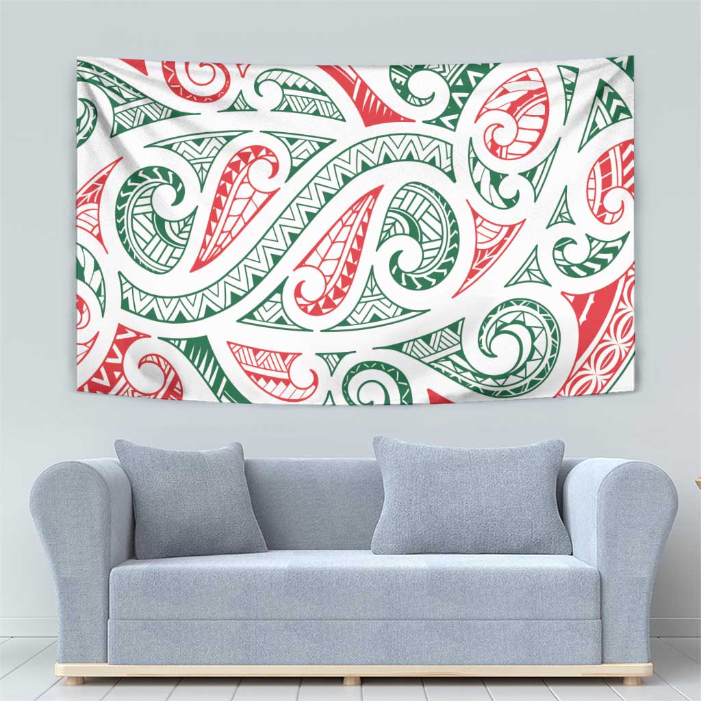 New Zealand Kowhaiwhai Christmas Tapestry Traditional Maori Koru Pattern - Polynesian Pride