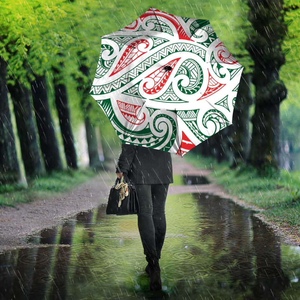 New Zealand Kowhaiwhai Christmas Umbrella Traditional Maori Koru Pattern - Polynesian Pride