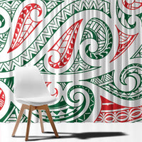 New Zealand Kowhaiwhai Christmas Window Curtain Traditional Maori Koru Pattern - Polynesian Pride