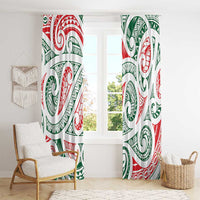 New Zealand Kowhaiwhai Christmas Window Curtain Traditional Maori Koru Pattern - Polynesian Pride