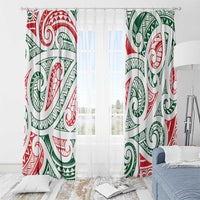 New Zealand Kowhaiwhai Christmas Window Curtain Traditional Maori Koru Pattern - Polynesian Pride