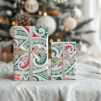 New Zealand Kowhaiwhai Christmas Wrapping Paper Traditional Maori Koru Pattern - Polynesian Pride