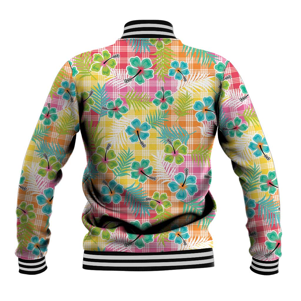 Hawaiian Palaka Baseball Jacket Hibiscus Palm Leaf Pattern LT9 - Polynesian Pride