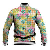 Hawaiian Palaka Baseball Jacket Hibiscus Palm Leaf Pattern LT9 - Polynesian Pride