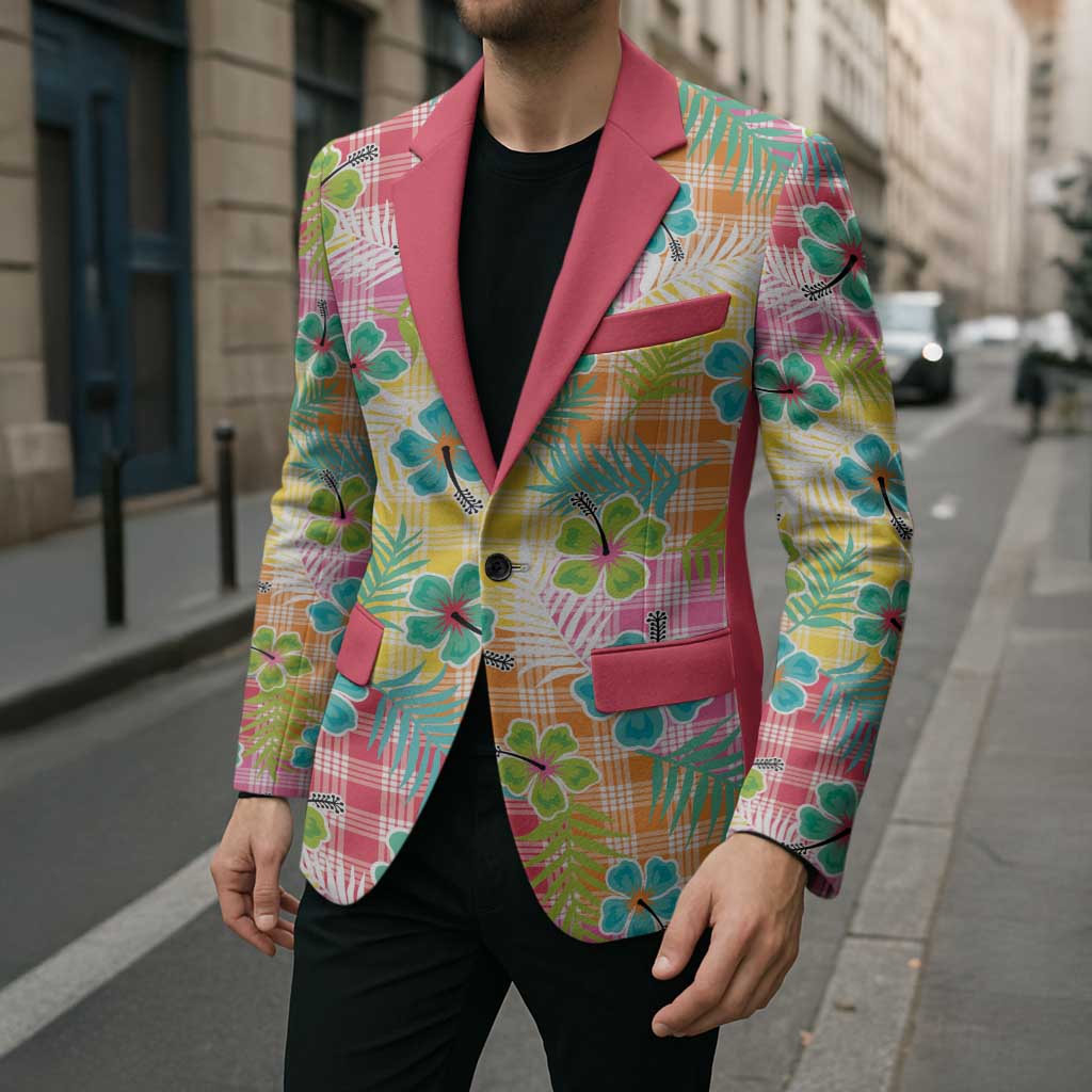 Hawaiian Palaka Blazer Hibiscus Palm Leaf Pattern - Polynesian Pride