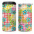 Hawaiian Palaka 4 in 1 Can Cooler Tumbler Hibiscus Palm Leaf Pattern - Polynesian Pride