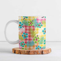 Hawaiian Palaka Ceramic Mug Hibiscus Palm Leaf Pattern - Polynesian Pride