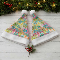 Hawaiian Palaka Christmas Santa Hat Hibiscus Palm Leaf Pattern - Polynesian Pride