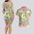 Hawaiian Palaka Couples Matching Long Sleeve Bodycon Dress and Hawaiian Shirt Hibiscus Palm Leaf Pattern - Polynesian Pride